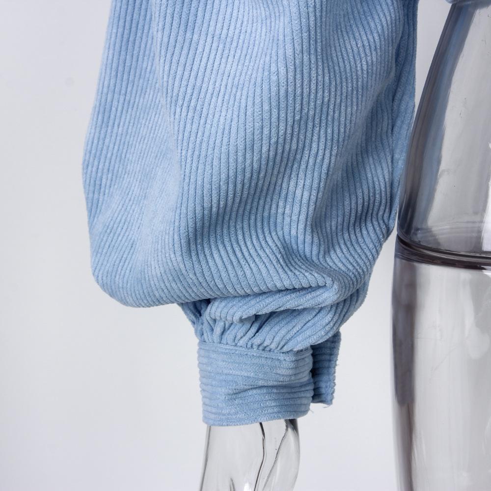 Giacca autunnale in velluto a coste Cappotto da donna Giacche corte per donna Giacche corte Sovracamicia con maniche a lanterna femminile
