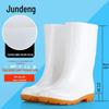 Tendon Sole Unisex White Waterproof Non-Slip Rubber Hygiene Boots for Medium and High Food Safety and Farm Work.