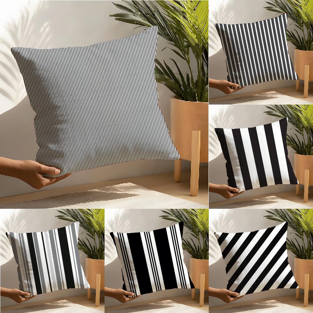 Minimal Classic Black White Stripes Pillow Case linen pillow case sofa home decor cushion cover cushion cove