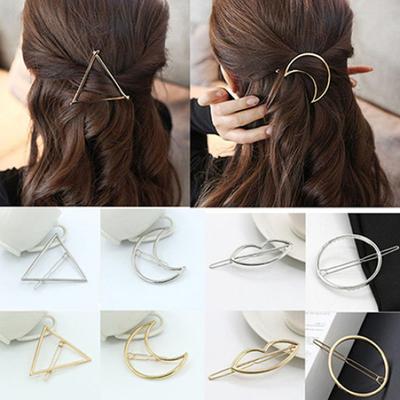 Mode Frauen Geometrie Golden Silber Ton Dreieck Haarnadel Haarspange Haarschmuck