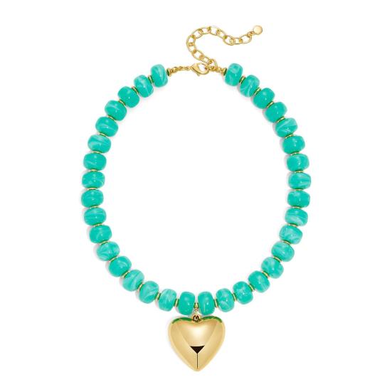 Klobiger Bunter Perlen-Choker Harzperlen-Halskette Boho Urlaubs-Halskette für Damen Tägliches Tragen Sommer Strandurlaub Schmuck