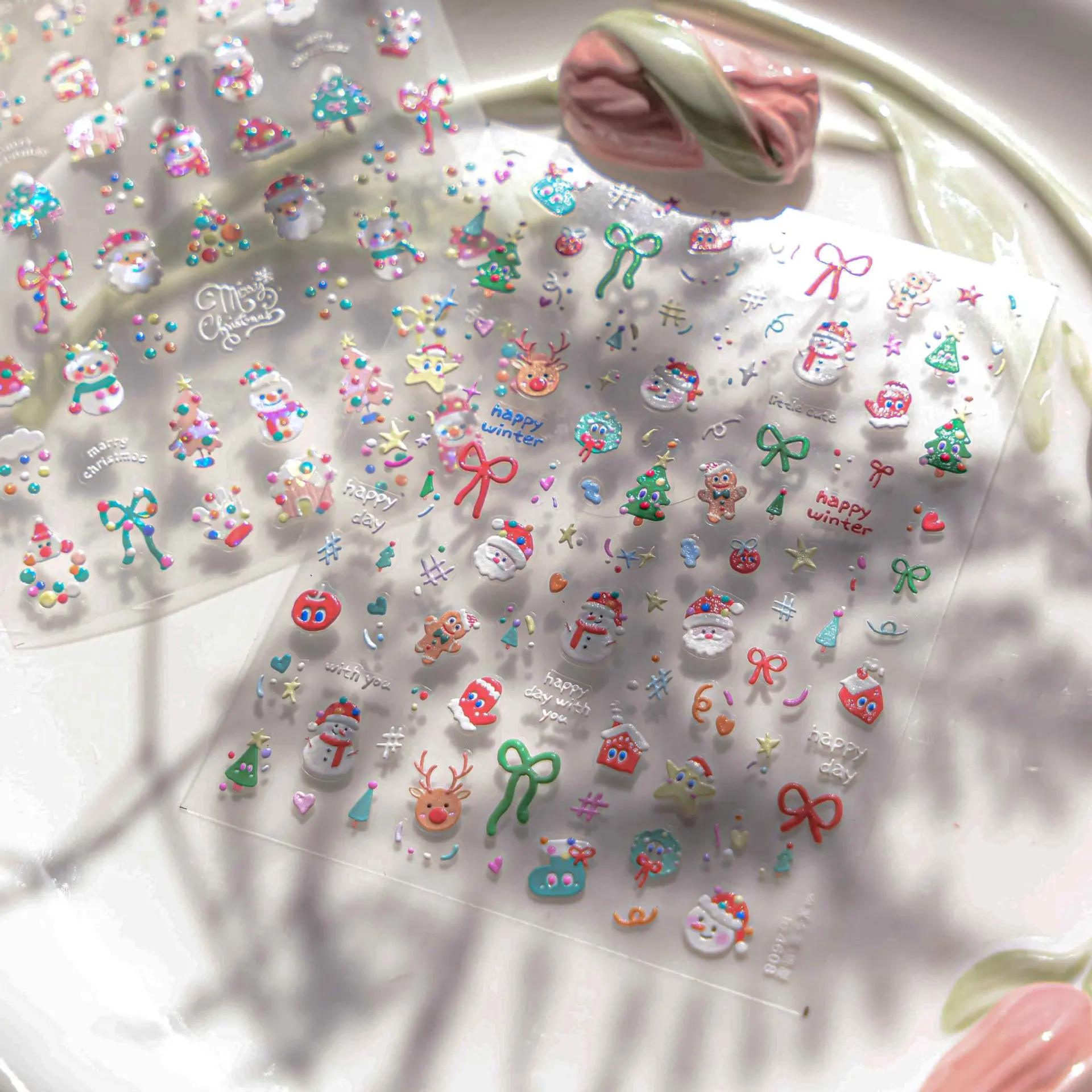 

1pcs Christmas Nail Sticker Kawaii Snowflake Ball Self Adhesive Nail Art Stickers DIY New Year 2025 Nails Decoration Parts Decal