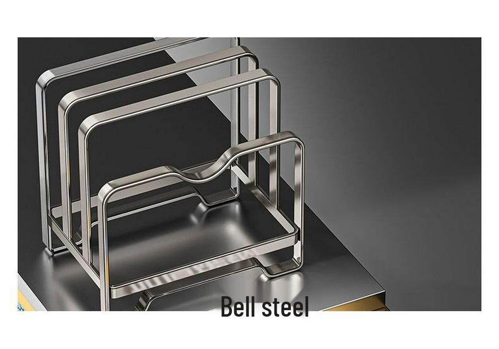 Gunmetal Gray Kitchen Organizer: Knife, Spoon, Pot Lid, Cutting Board, and Chopsticks Holder.