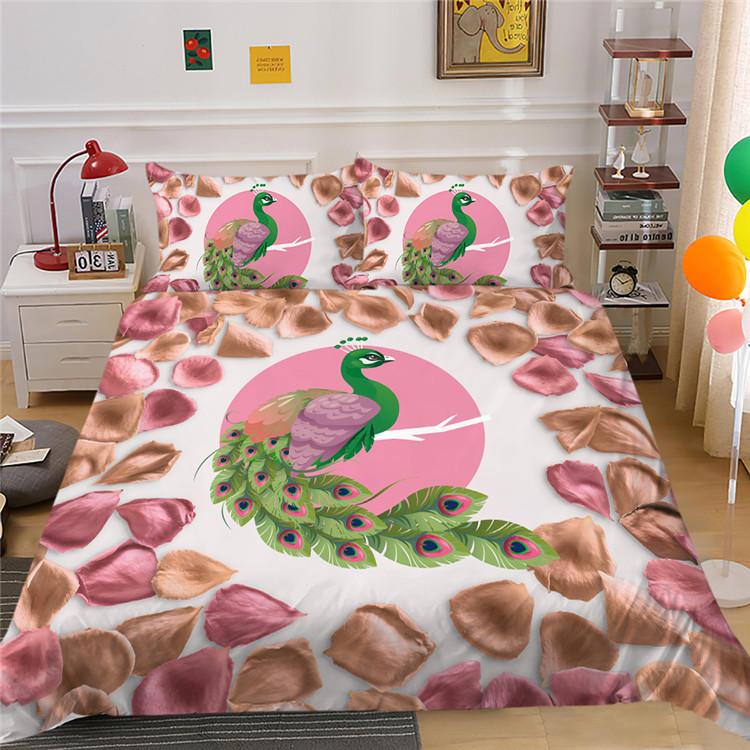 Fashion Animal Series Digital Printing Polyester Quilt Cover Pillowcase Three-Piece Set