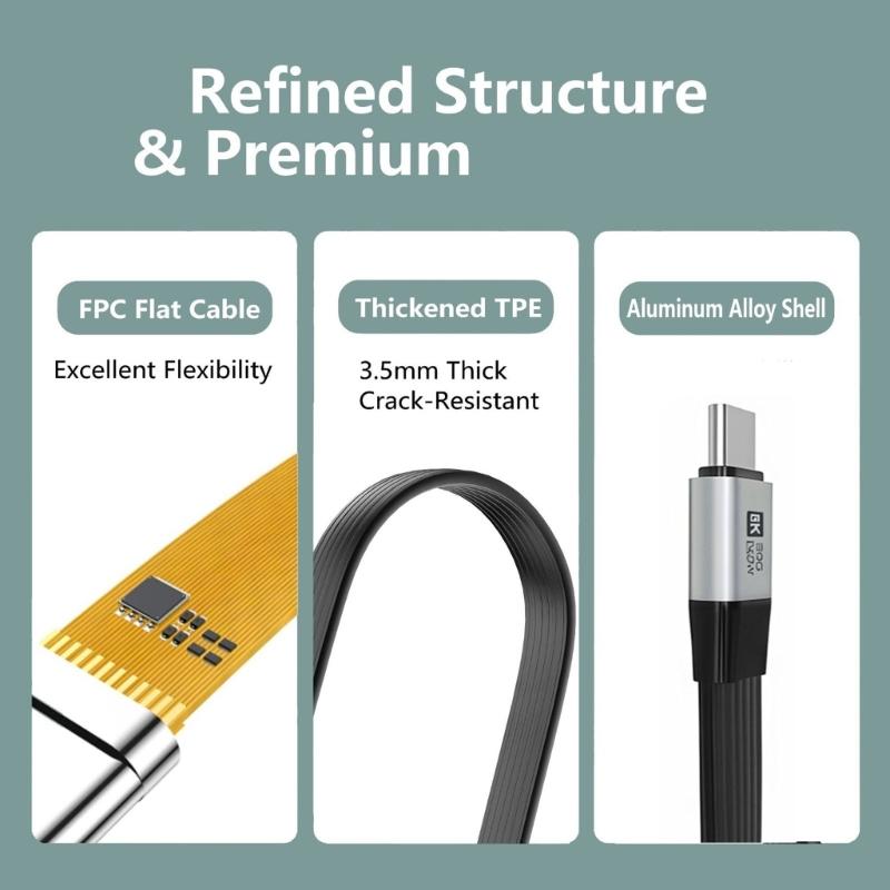 USB C Cable Supports 8K60Hz Video 240W Power Delivery 80Gbps Data Transmission For Laptop Phone USB4 Charging Wire