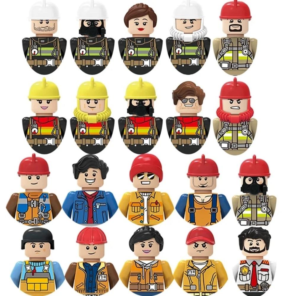 Stadt Charaktere Actionfiguren Bausteine Polizist Lehrer Feuerwehrmann Beruf Mini Figur Puppen Bricks Set Kinderspielzeug