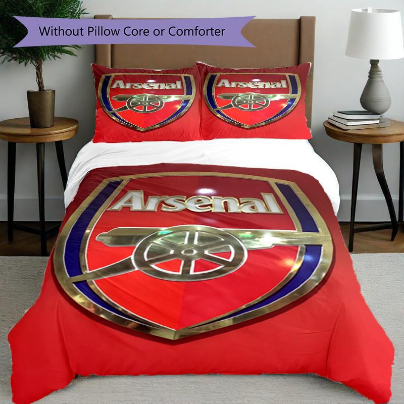 3pcs Duvet Cover Set (1*Duvet Cover + 2*Pillowcase, Without Core),football Team F.C Print Bedding Set, Bedroom Decor, All‑Season, Birthday Gift