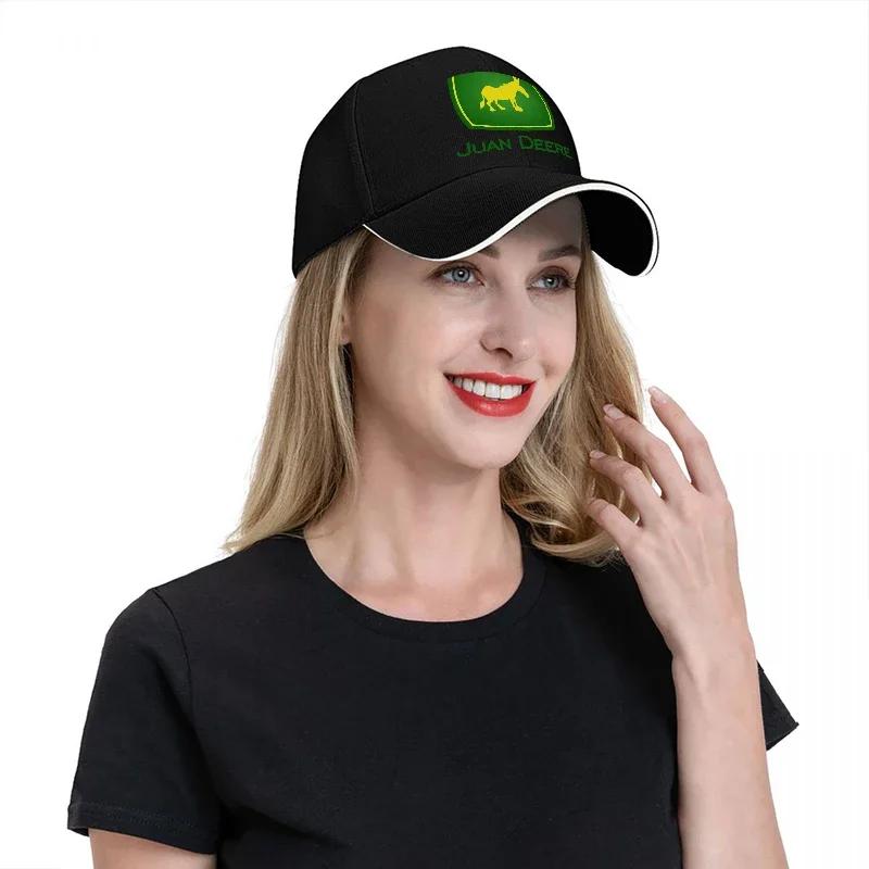 Juan Deere Logo Baseballkappe Schwarz mit Grünem und Gelbem Pferde-Design Klassische Verstellbare Mütze für Outdoor-Enthusiasten