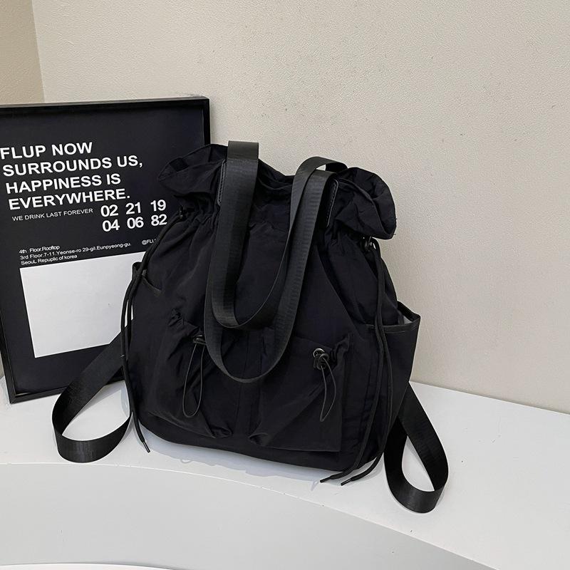 

Легкий многофункциональный рюкзак, сумка большой вместимости, сумка для занятий для студентки колледжа, дорожная наплечная сумка-тоут чёрный