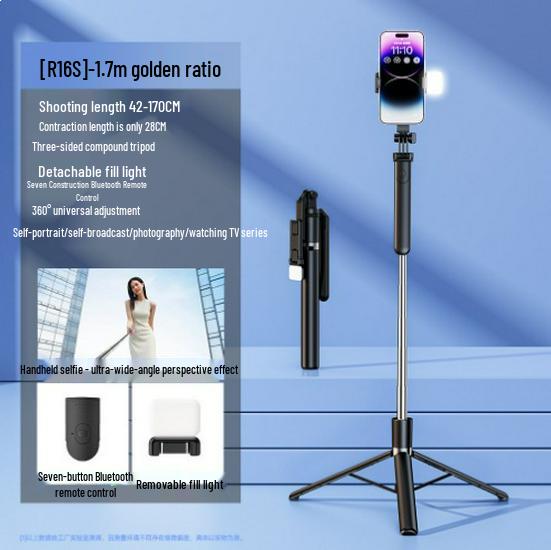 2024 Anti-Shake 360° Rotating Selfie Stick Tripod & Stabilizer
