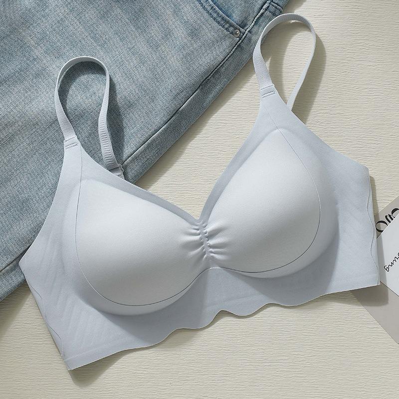 Jelly soft support seamless underwear women's summer thin small breasts gather sexy close breast anti-sagging women's bra