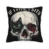 If I Fits I Sits Black Cat Skull Funny Pillow Case  Print Pillow Cover For Couch Sofa Bedroom Morden Pillowcases