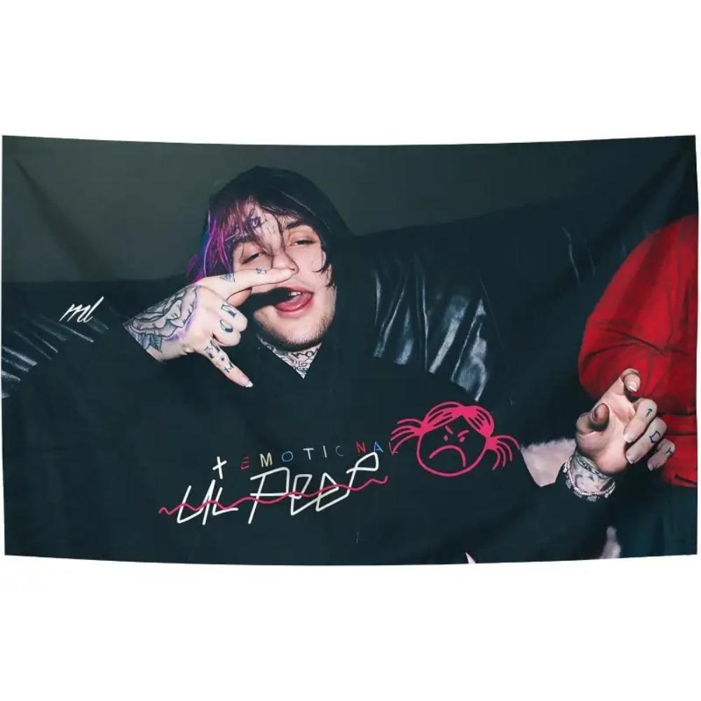 

Lil Peep Emoticon Tapestry 2D Single Print Edgy Home Accessory Stylish FanThemed MusicThemed Living Room Bedroom Use Tapestry 74x94cm(29x37in)