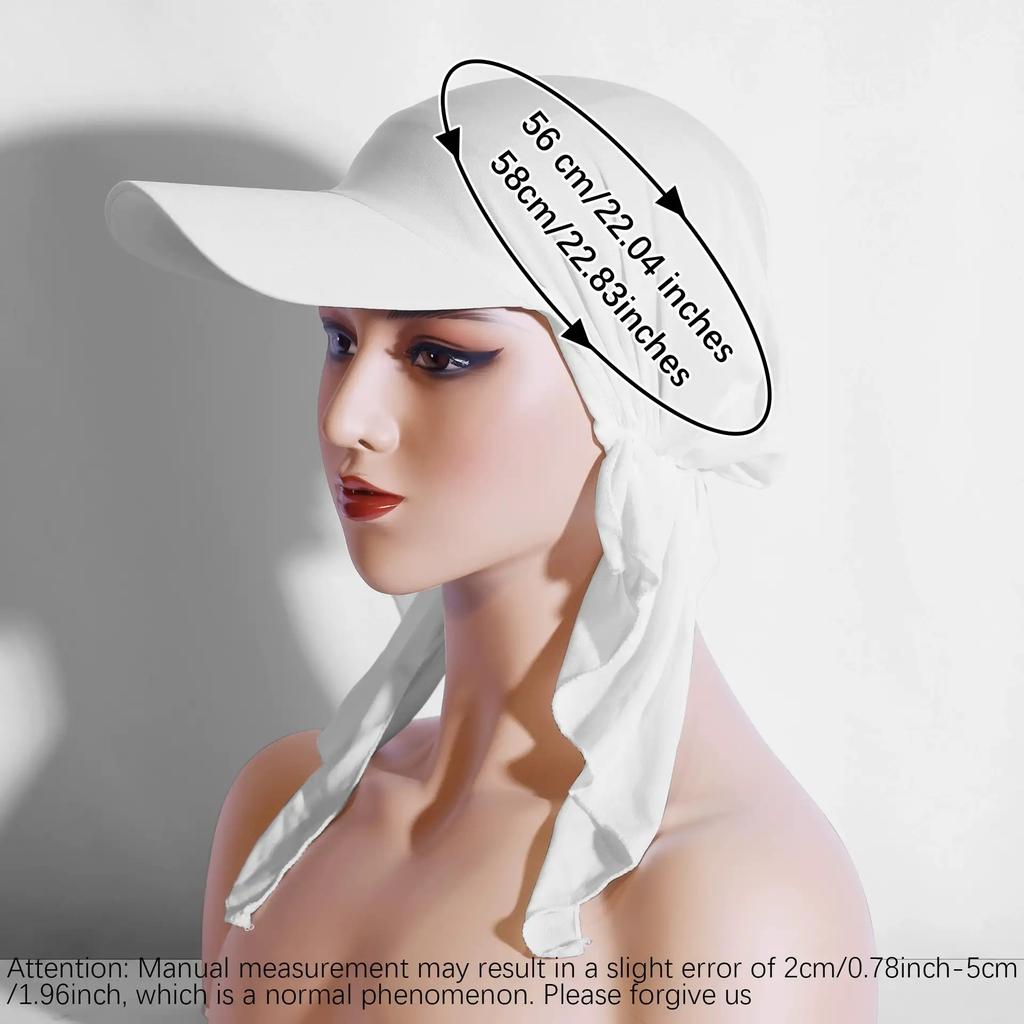 Muslim Hijab Turban Hat Women Baseball Cap Sun Visor Hats Headscarf Turban Scarf Durag Brim Cap Women Pre-Tied Bandana Scarves