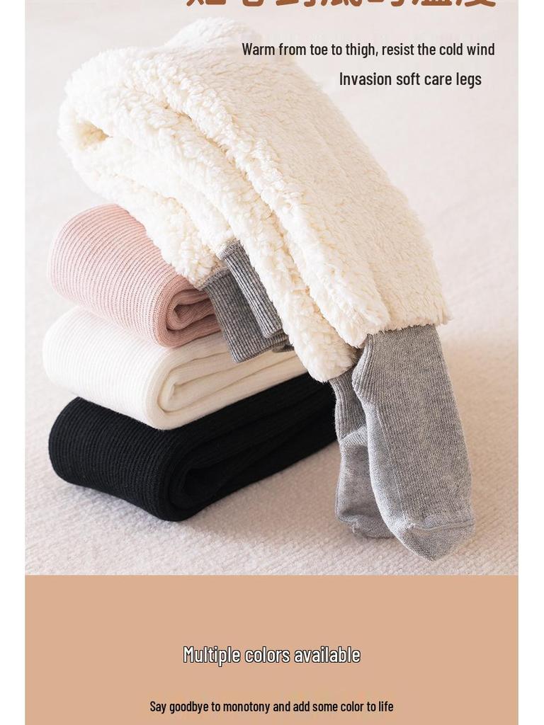 Winter Velvet Thickened Tights with Big Bow for Babies - Knit Cotton Outerwear Base Layer Tights