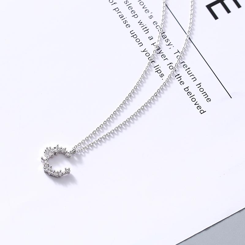 Arrivals 925 Silver Moon zircon Necklaces & Pendants For Women -silver-jewelry