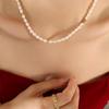 Elegant 18K Gold-Plated Freshwater Pearl & Titanium Steel Necklace