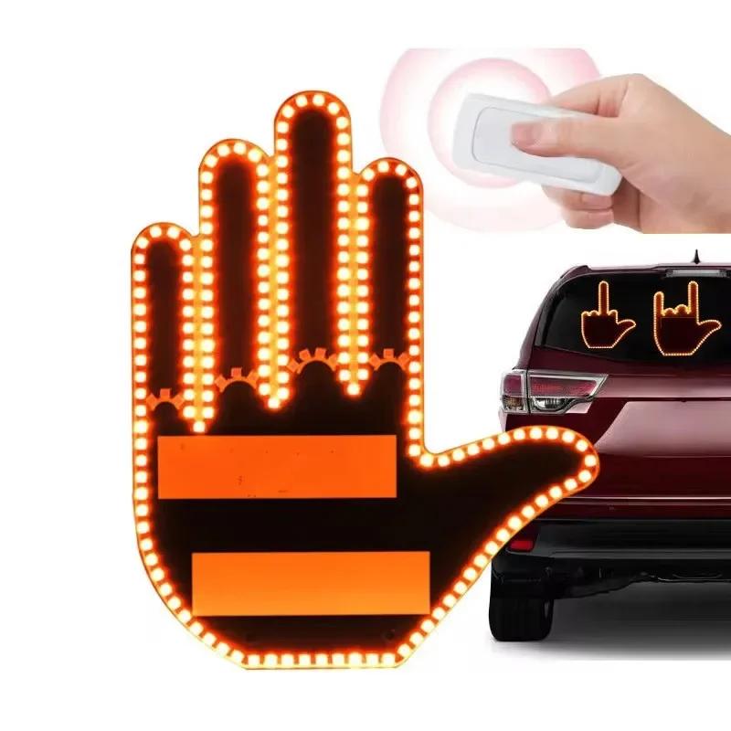 New Car Expression Finger Light with Remote Control Led Lighting Gesture Light Road Rage Middle Finger Gesture Palm Light