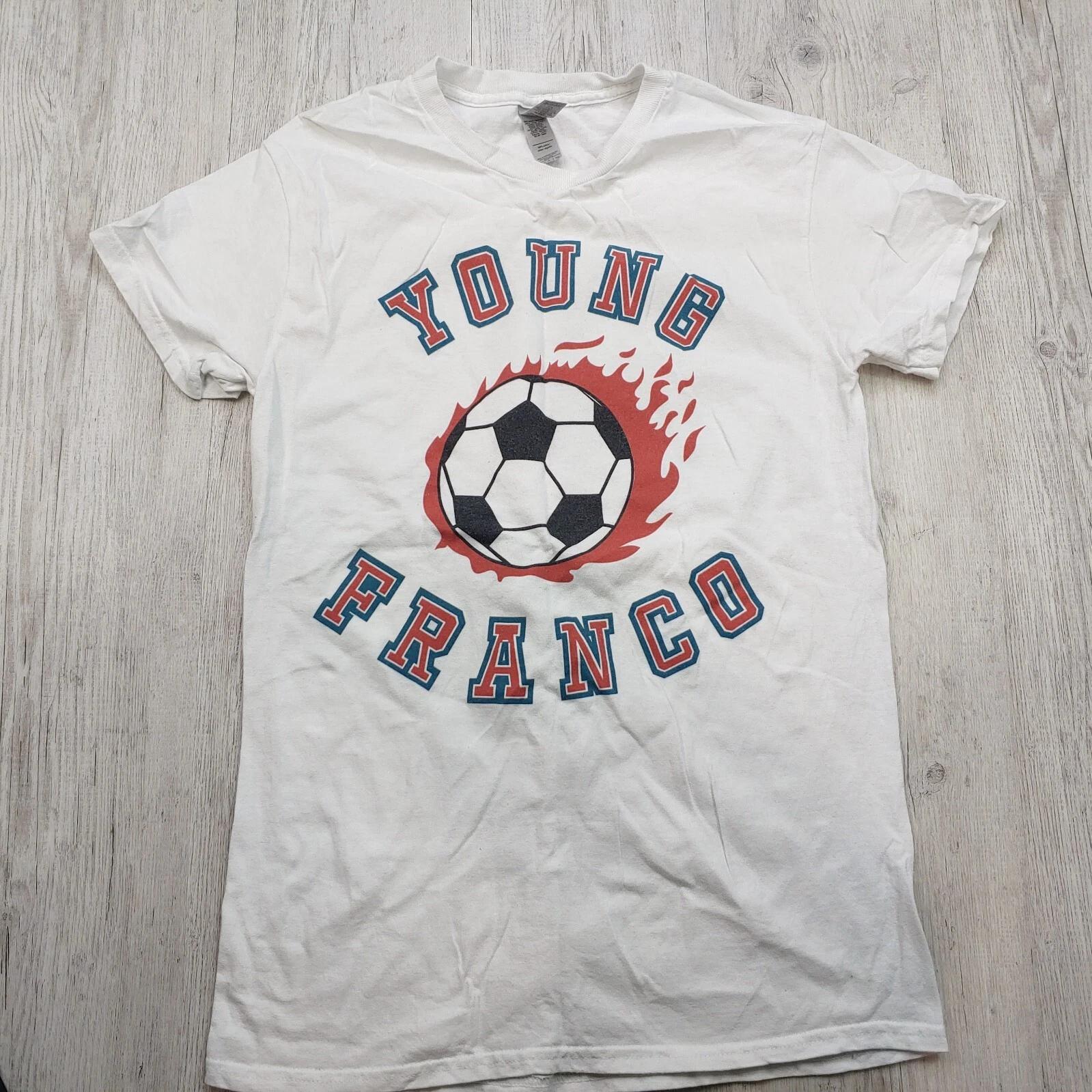 Young Franco T-Shirt S Unisex Soccer Ball Flame Graphic Casual Streetwear White 3XL