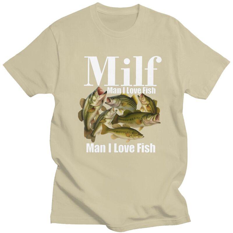 T-shirts Classiques Milf Man I Love Fish Hommes Femmes Manches Courtes Humour T-shirts de Pêche Hauts Graphiques Décontractés Coupe Ajustée Vêtements