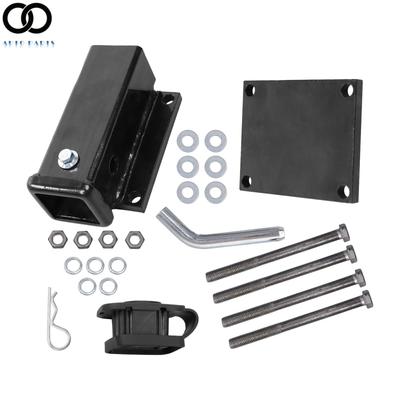 Bolt-On 2 Inch Receiver Bracket For Square Bumper 4-4.5 Inch With Hardware Black