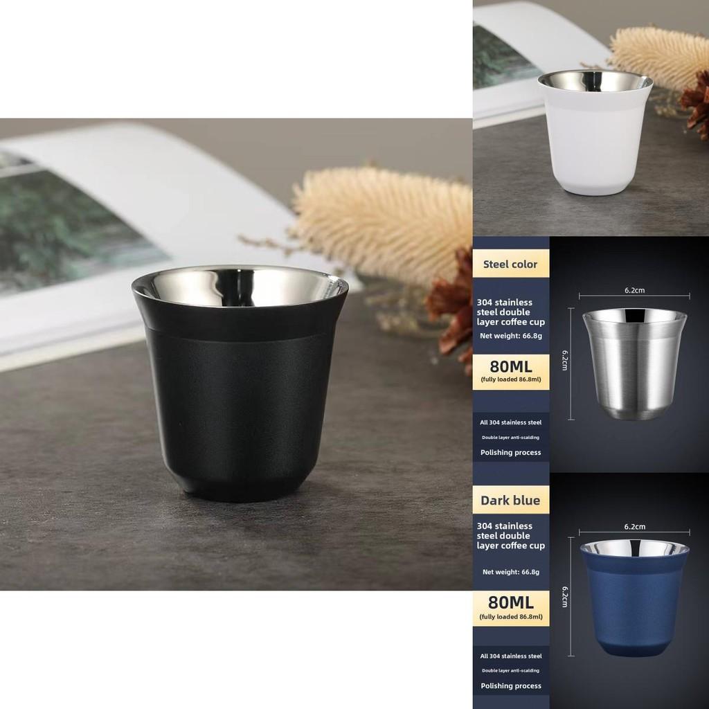 304 Stainless Steel Double Layer Coffee Mug For Cafe And Lounge Decor