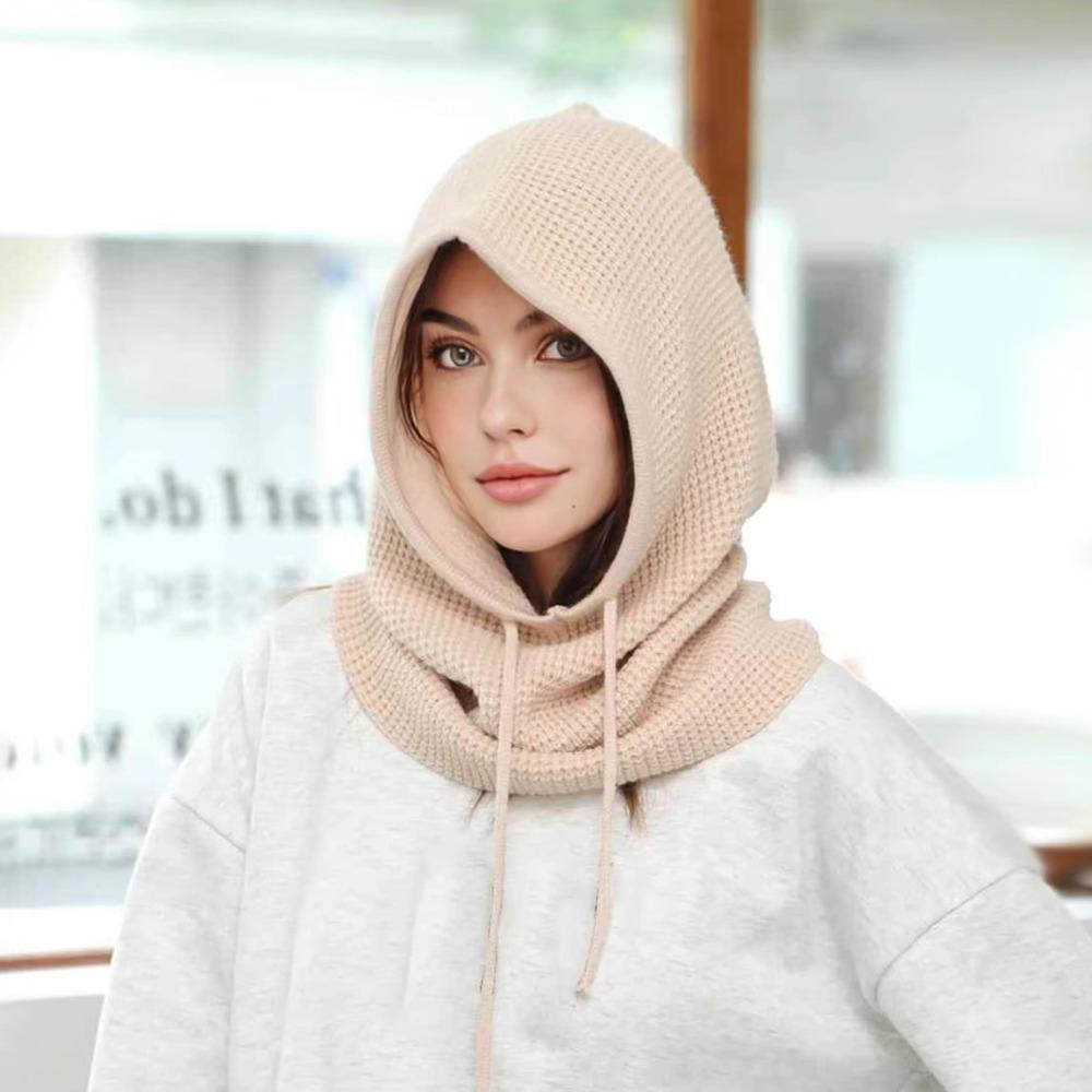 Warm Knitted Hooded Cap Ear Protection Scarf Hat Fashion Full-envelope Cap  Unisex