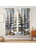 2pcs Elegant Golden Christmas Tree & Gift Pattern Curtains, Designed for Light Blocking, Premium Material, Suitable for Christma