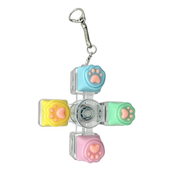 LED Light-up Keyboard Fidget Spinner Toy Decompression Button Finger Clicker Toy 2/3/4/5/6-Keys Fidget Keychain Stress Relief Desk Toy