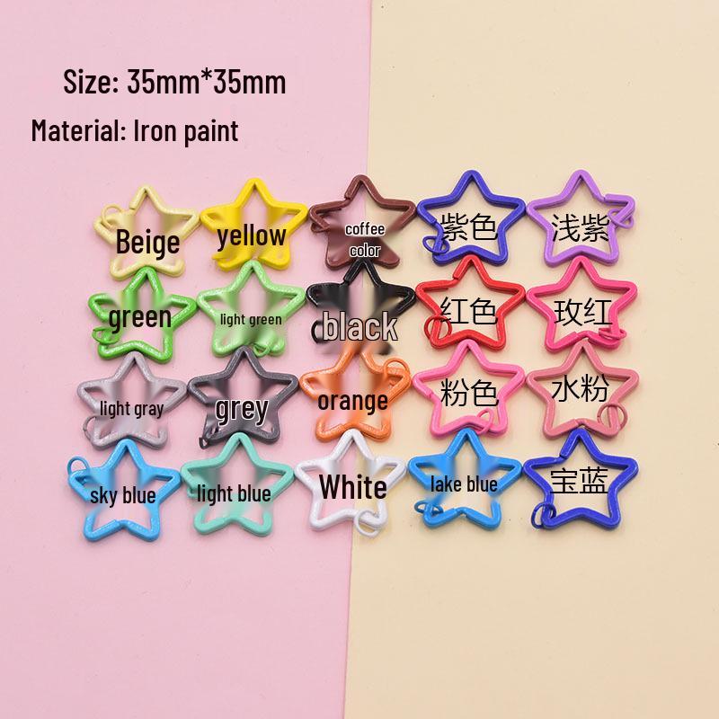 35mm Colorful Iron Star Keychain Ring for DIY Jewelry