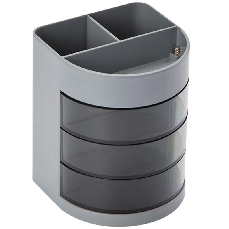 Multifunctional Pencil Holder with 3 Rotating Compartments Desktop Pen Organizers Storage Box Office Desk Organization