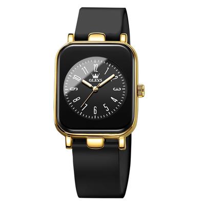 OLEVS Women's Waterproof Quartz Watch, Easy To Read, Popular, Stylish, Silicone Band, Gift for Women, Black [Parallel Import]