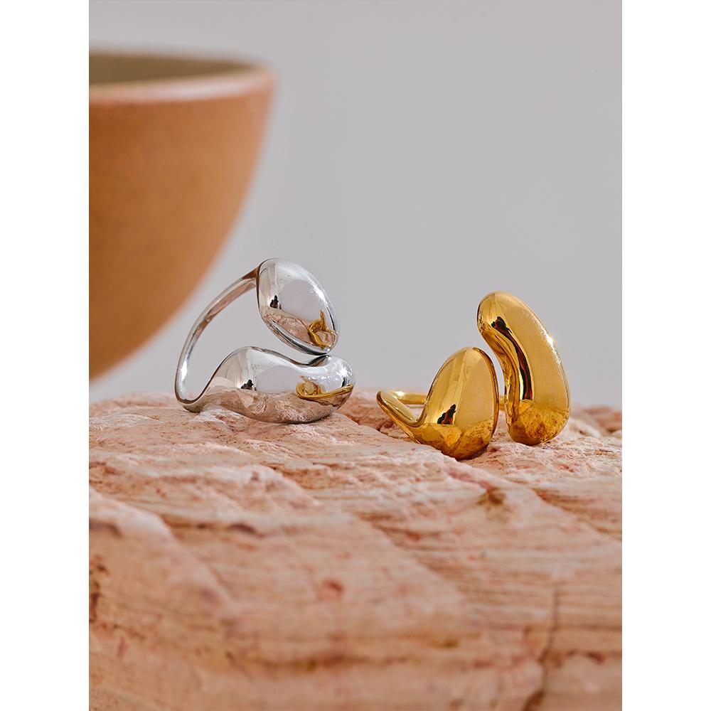 Yhpup Fashion Stainless Steel Metal Casting Minimalist Ring Water Resistant Stylish Chic Finger Jewelry Bijoux Femme Gift