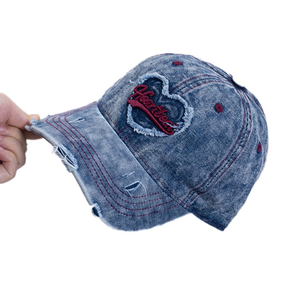 Love Embroidery Do Old Cowboy Baseball Cap Female Summer Sweet Cool Spice Girl American Big Brim Show Face Small Peaked Cap