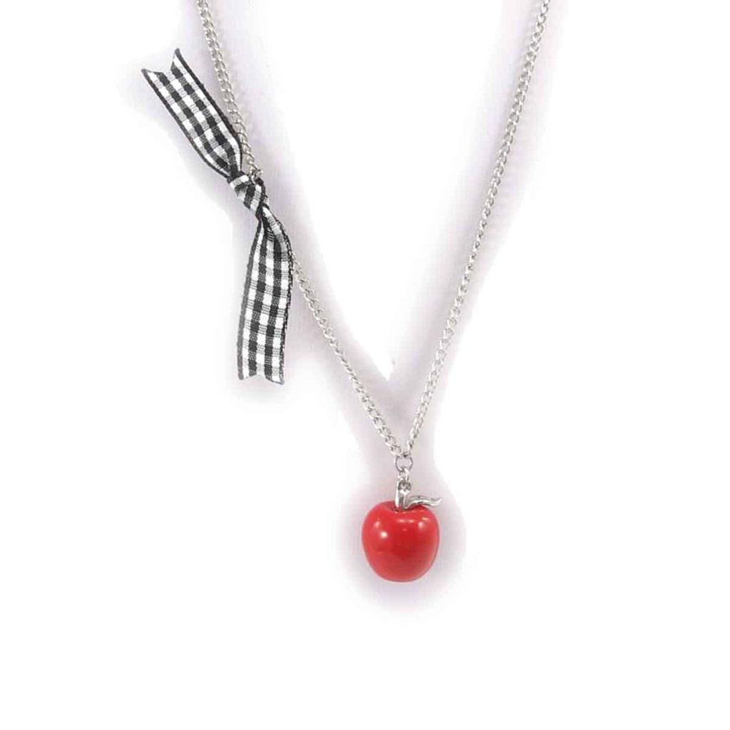 Les Trésors De Lily [J8073] - Designerski naszyjnik „Pomme Gourmande” srebrno-czerwony