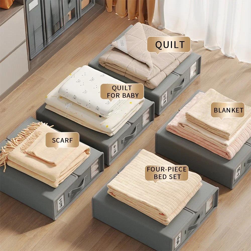 Creative Bed Sheet Storage Box Clothing Fabric Sheet 4-piece Organizer Wardrobe Blanket Quilt Cover Non-woven Oxford Storage Box