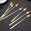 Coffee Spoon Long Handle Anti-rust Lovely Thickened Integrated Stir Electroplate Flavored Dessert Mixing Spoon Household Supplies