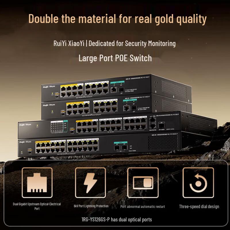 Ruijie 24-Port Gigabit PoE Unmanaged Surveillance Switch