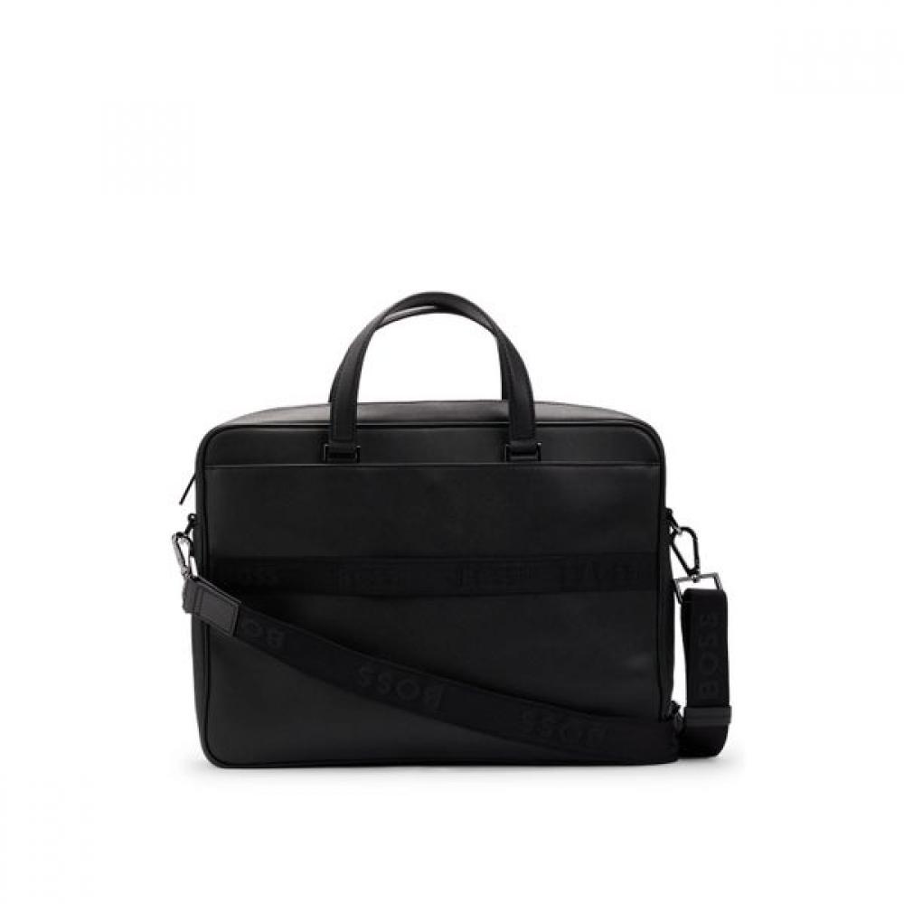 Boss Monogram Panel Document Case Black Su25