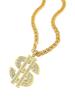 Full of Rheinstone Hip Hop Golden Dollar Sign Pendant Necklace Men Women Punk Fashion Rock Rap Jewelry Gift