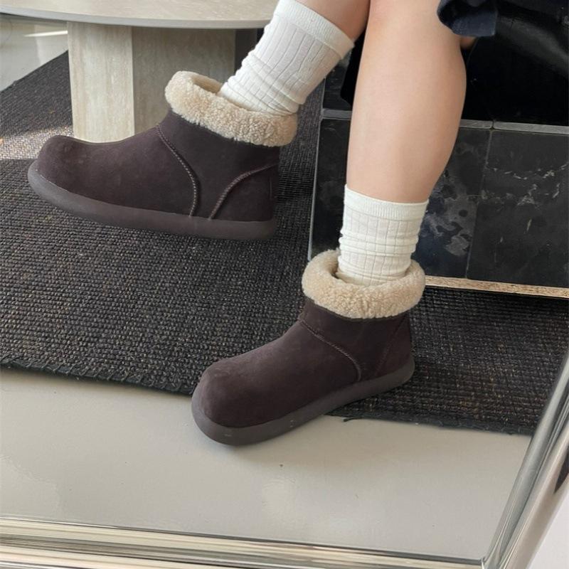 Sangpo snow boots women's 25 winter new small potatoes ugly cute big head short boots thick-soled piled thickened warm cotton shoes