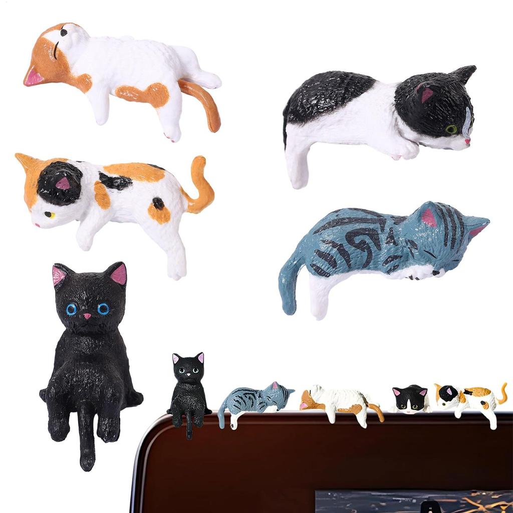 5pcs Kawaii Resin Mini Sleeping Cat Mini Figures Miniature Things Statues Dollhouse Room Home Decor Items Desk Accessories