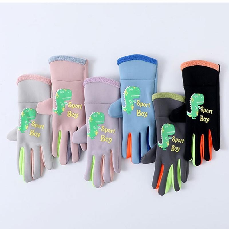 Children Waterproof Skiing Gloves Winter Windproof Snowing Gloves for Kids Skiing Fluorescence Outdoor Sports Necessary