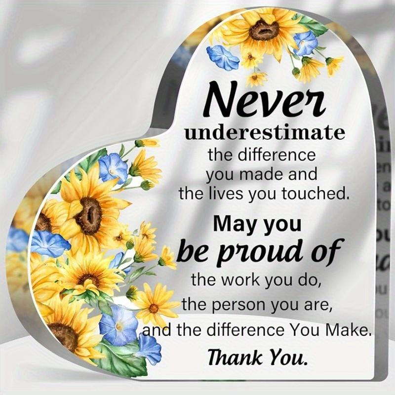 

Acrylic Retirement Gift (Women): Coworker Keepsake (Inspirational Quote). Thank You/Going Away Colleague Gift. чистый