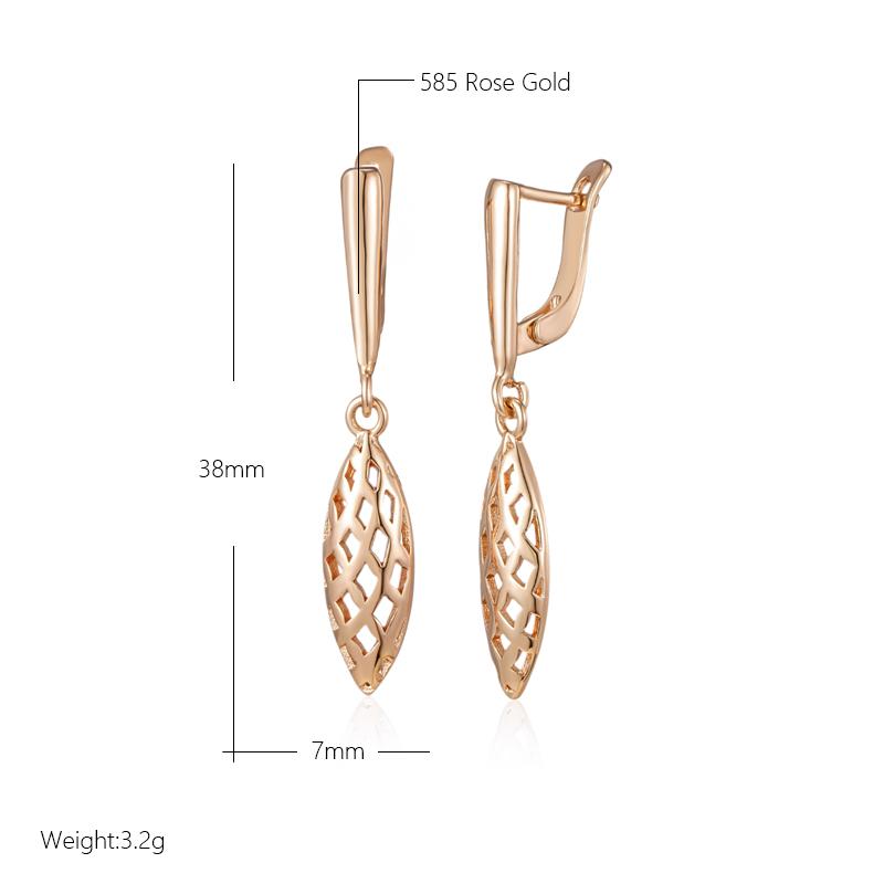 Simple Glossy Dangle Earrings For Women Fashion  Rose Gold Color Accessories High Quality Daily Fine Jewelry