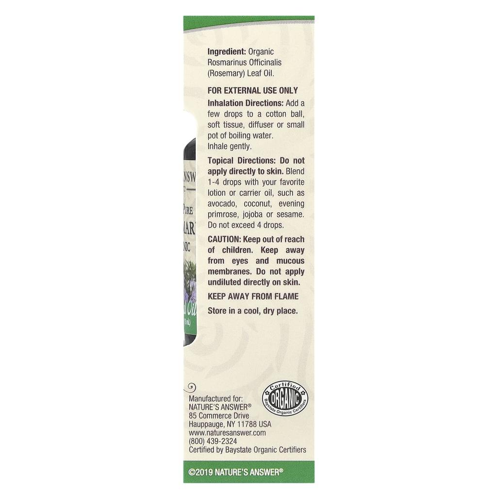 Nature'S Answer, Organic Essential Oil, 100% Pure Rosemary, 15 Ml (0.5 Fl Oz)