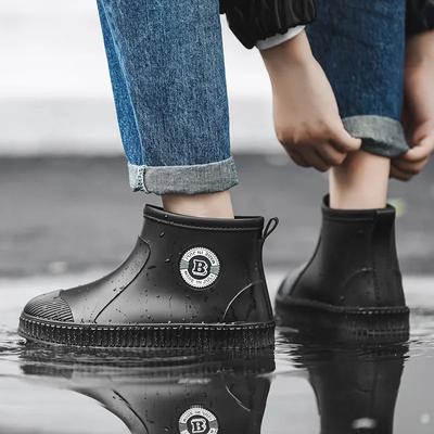 Móda Muži Boty do deště Gumové Boty Nepromokavé Dámské Pracovní Boty Zimní Plus Bavlna Nazouvák Unisex Kotníkové boty Bottes De Pluie 2024
