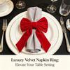 Festive Dining Table Accessories 6Pcs Velvet Bow Napkin Rings, Christmas Fabric Holders, Red Holiday Home Accents Green Rings for Dinner