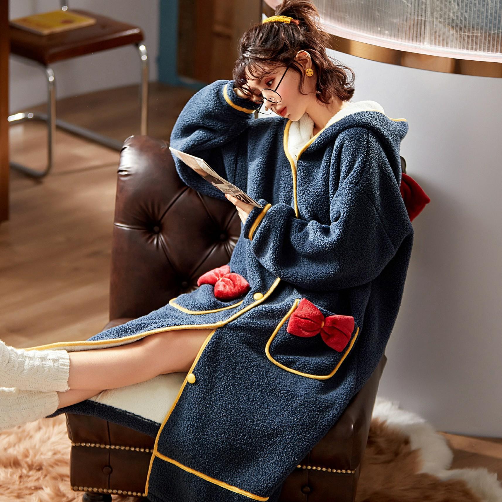 

Женский зимний халат большого размера из фланели, удлиненный теплый халат с капюшоном, толстый берберский флис, кимоно, банный халат, халаты XL