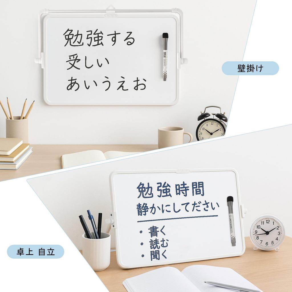 Small Whiteboard, 34*25cm, Desktop, A4 Size, Freestanding, Double-Sided, 360-Degree Rotation, Magnetic, Wall-Mountable, Stylish, Portable, Mini Whiteb